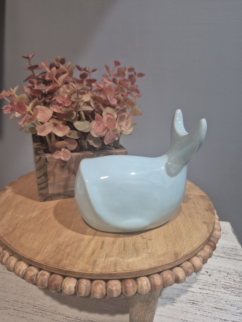 Ceramic Whale Figurine Home Accent in Light Blue - Decorative Whale Sculpture